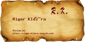 Riger Klára névjegykártya